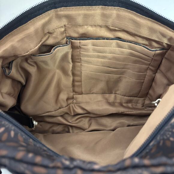 Travelon Anti Theft Crossbody Purse Shoulder Bag Brown Floral Sunburst Travel - Picture 8 of 10